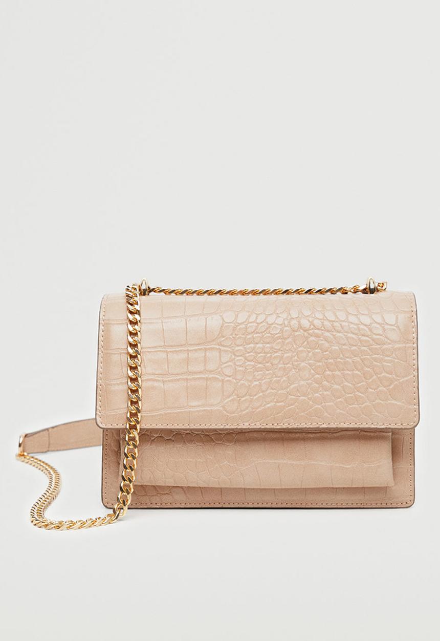 MANGO - Croco crossbody bag - ecru