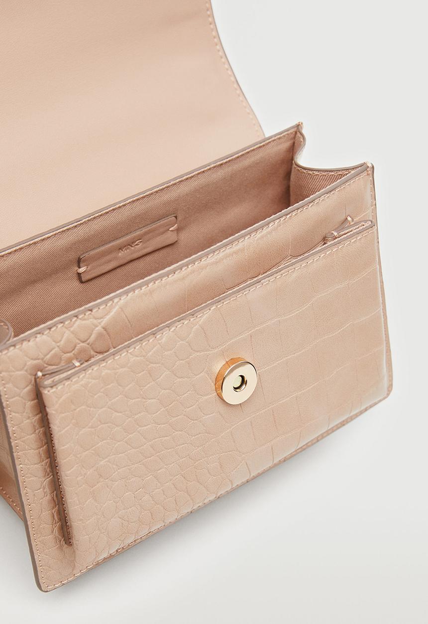 MANGO - Croco crossbody bag - ecru