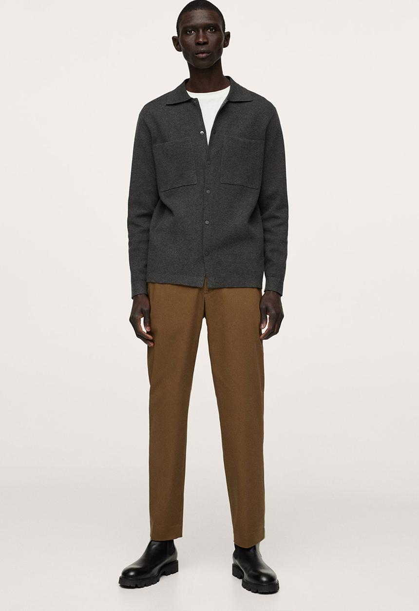 MANGO - Soller Elastic waist cotton Trousers - Mid Brown
