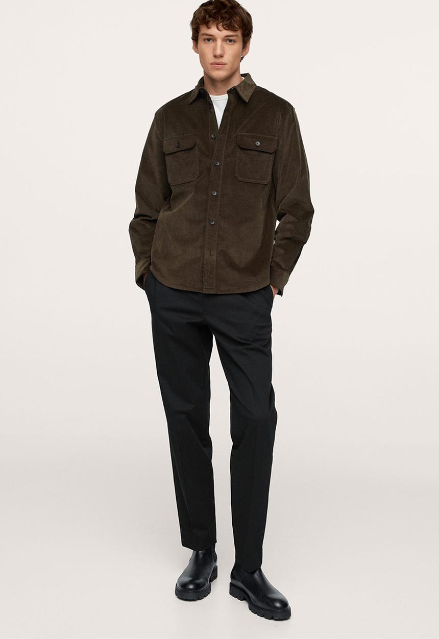MANGO - Soller Elastic waist cotton Trousers- Black