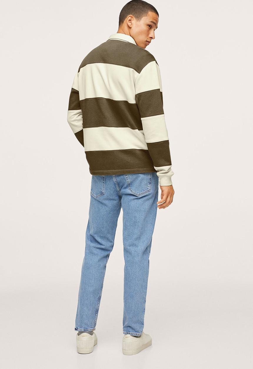 MANGO - Llosa Relaxed Colourblock polo shirt- khaki & stone
