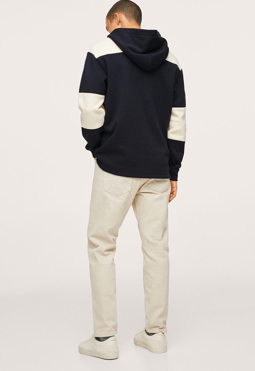 MANGO - Sweatshirt Andrew Colourblock Hoodie- Navy & White
