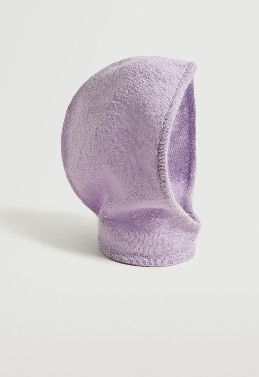 MANGO - Knitted balaclava hat - lilac