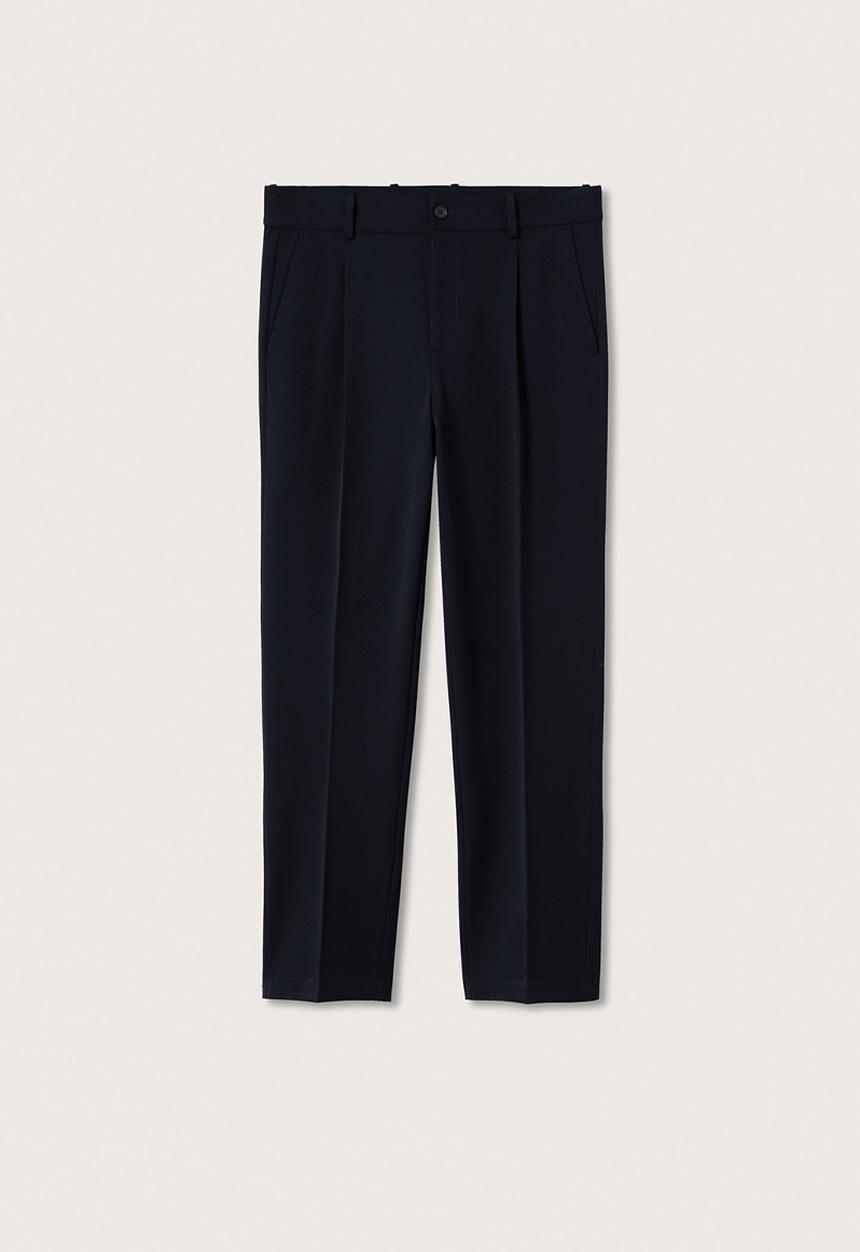 MANGO - Inca  Loose-fit pleated Trousers- Navy