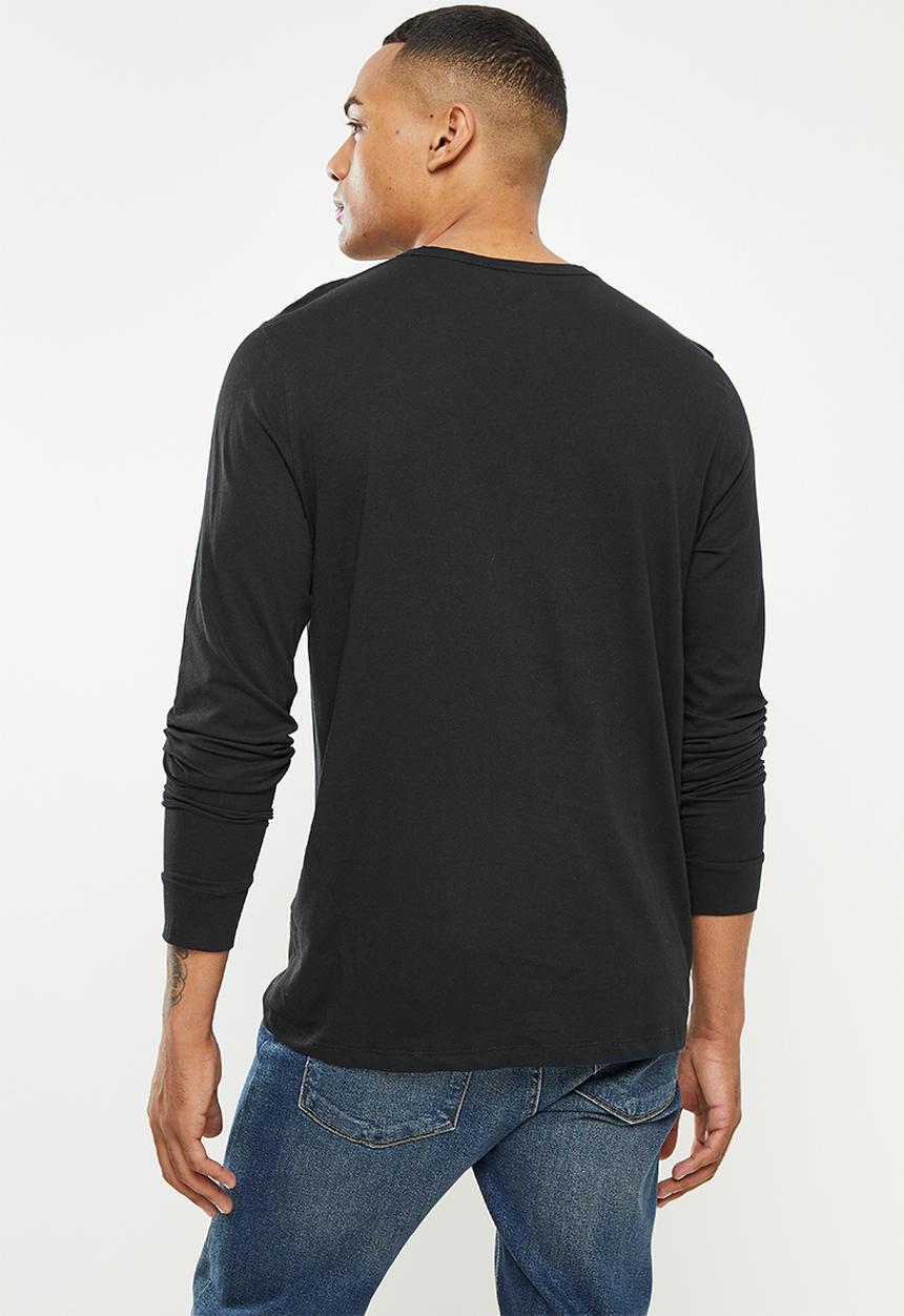 Superdry. - Lightweight essntial long sleeve henley - black