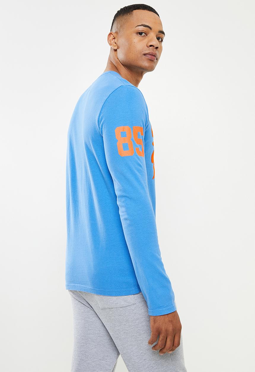 Superdry. - Collegiate graphic long sleeve top - blue