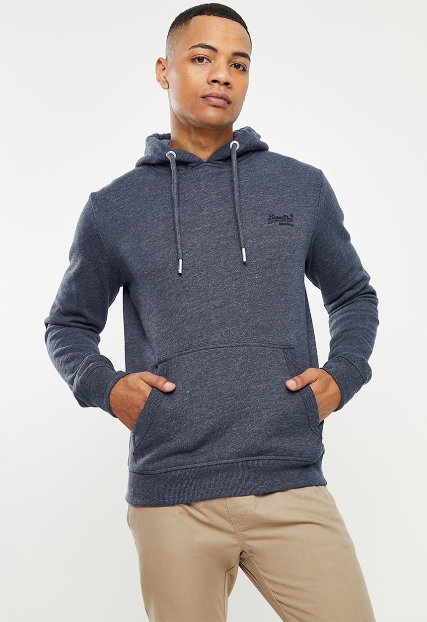 Superdry. - Vintage logo emb hood - vintage navy 