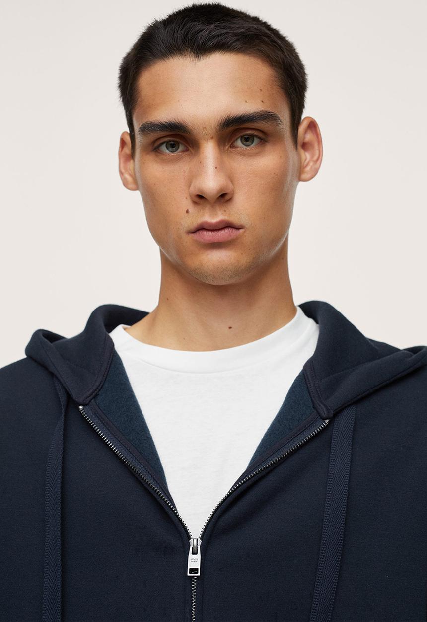 MANGO - Bady Zipper cotton Sweatshirt - Navy