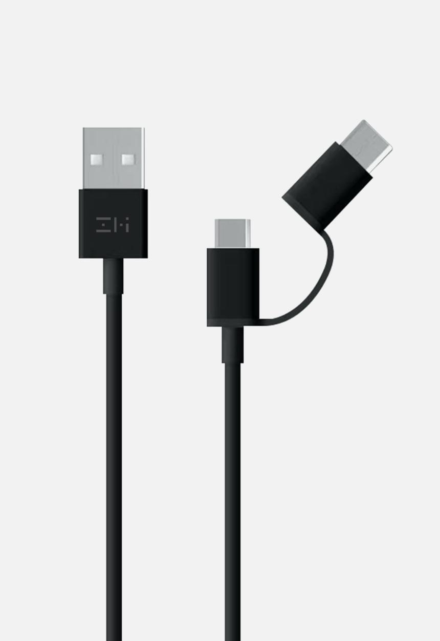 ZMI - 2in1 usb type-a to microusb/type-c  cable - black