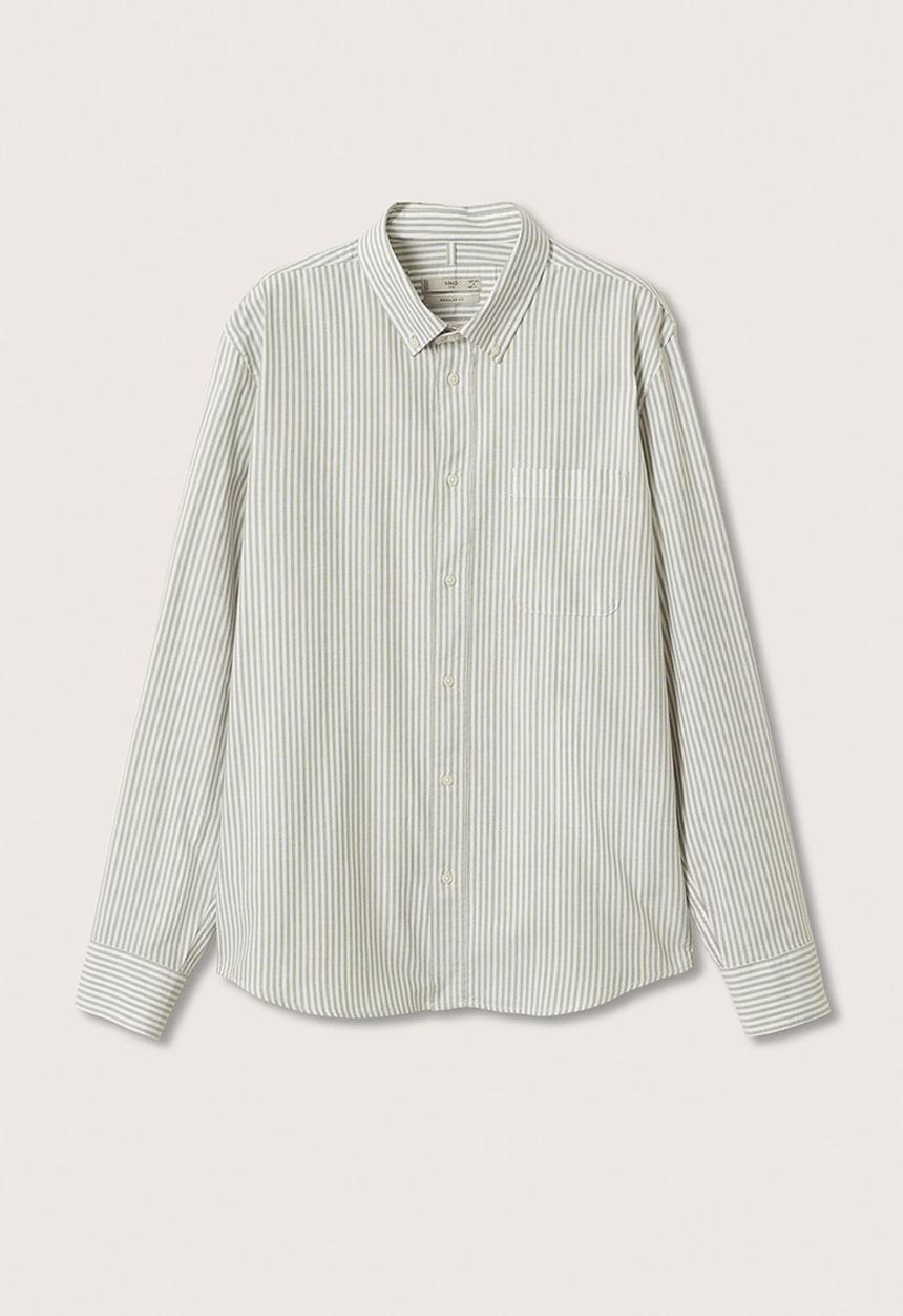 MANGO - Kodak Regular Fit Striped Cotton Shirt - Beige