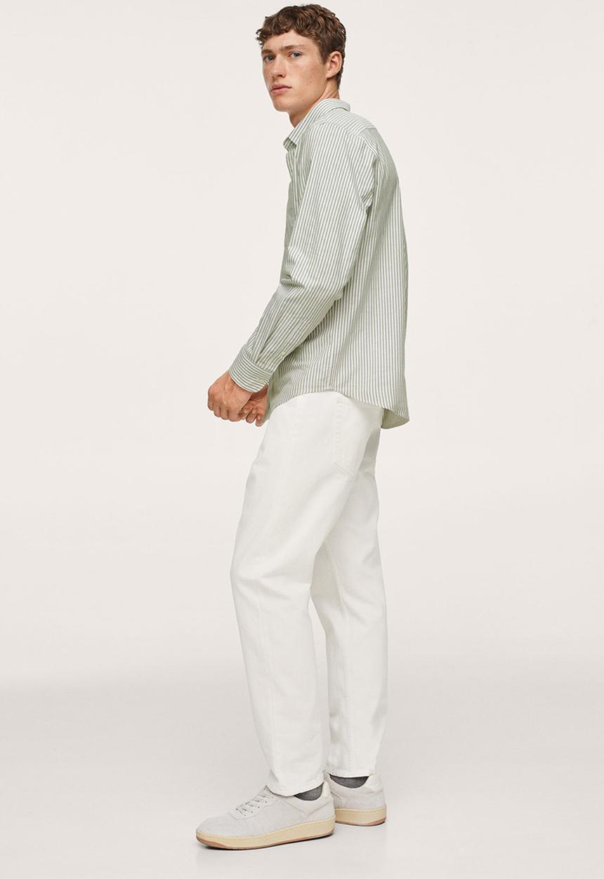 MANGO - Kodak Regular Fit Striped Cotton Shirt - Beige