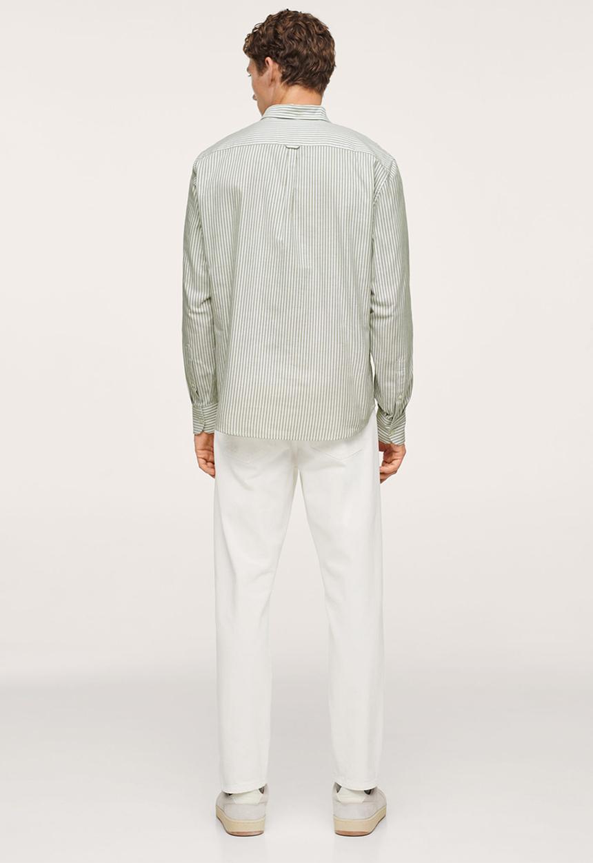 MANGO - Kodak Regular Fit Striped Cotton Shirt - Beige