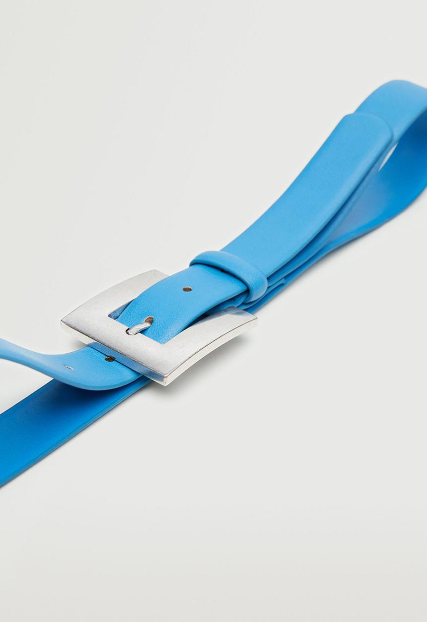MANGO - Square buckle belt - blue