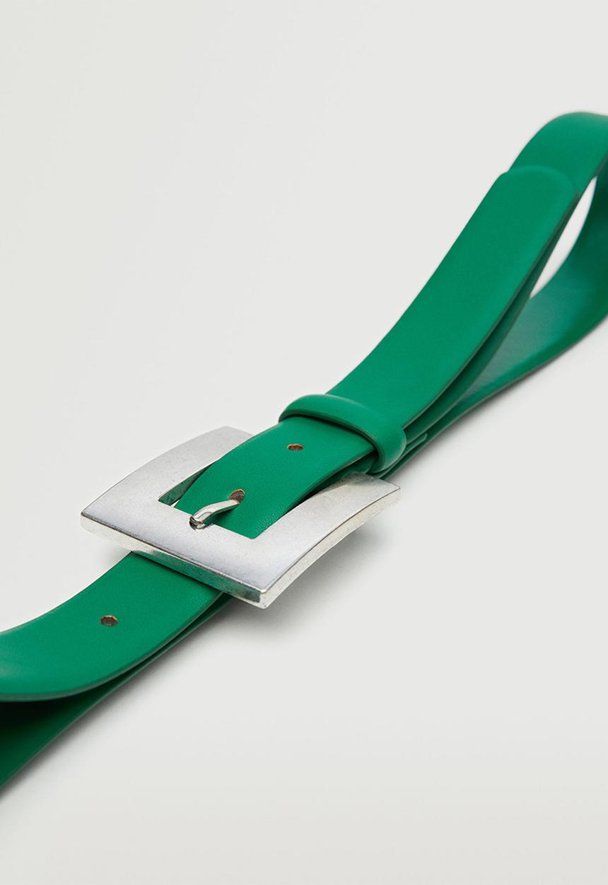 MANGO - Square buckle belt - green