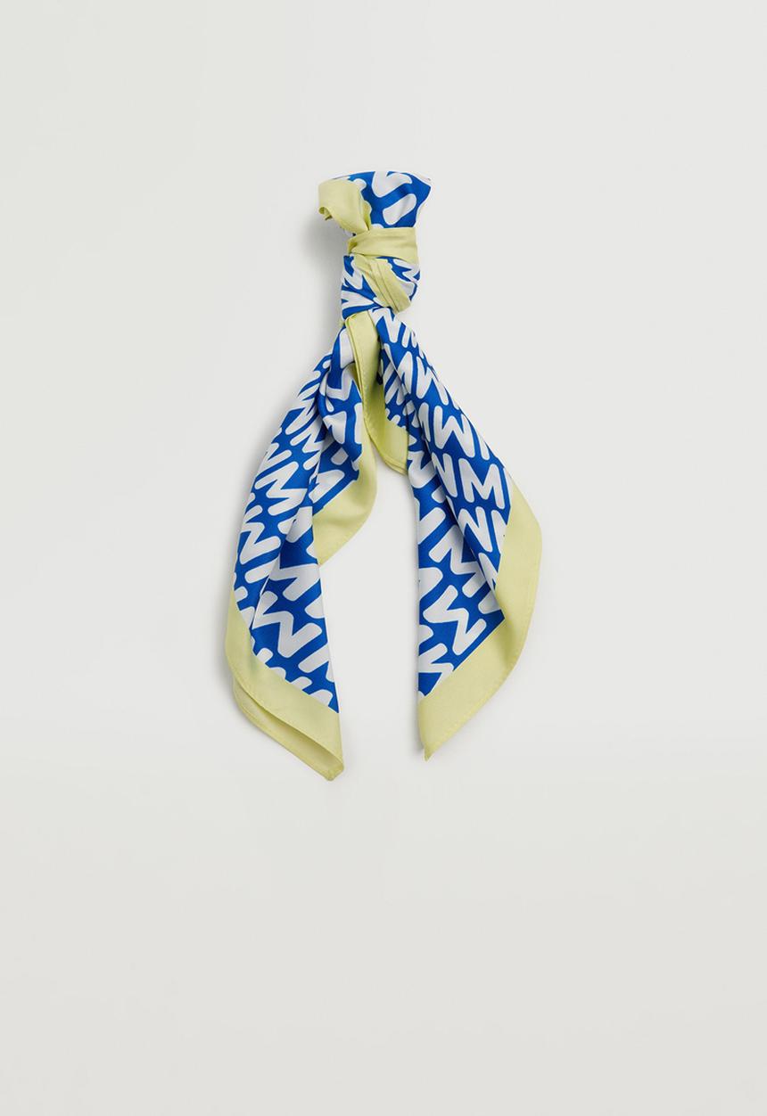 MANGO - Printed scarf with logo - blue