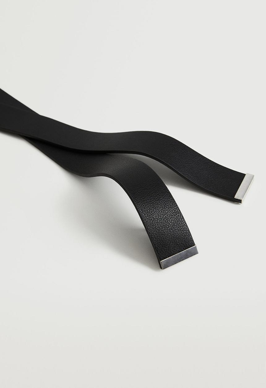 MANGO - Knot leather belt - black