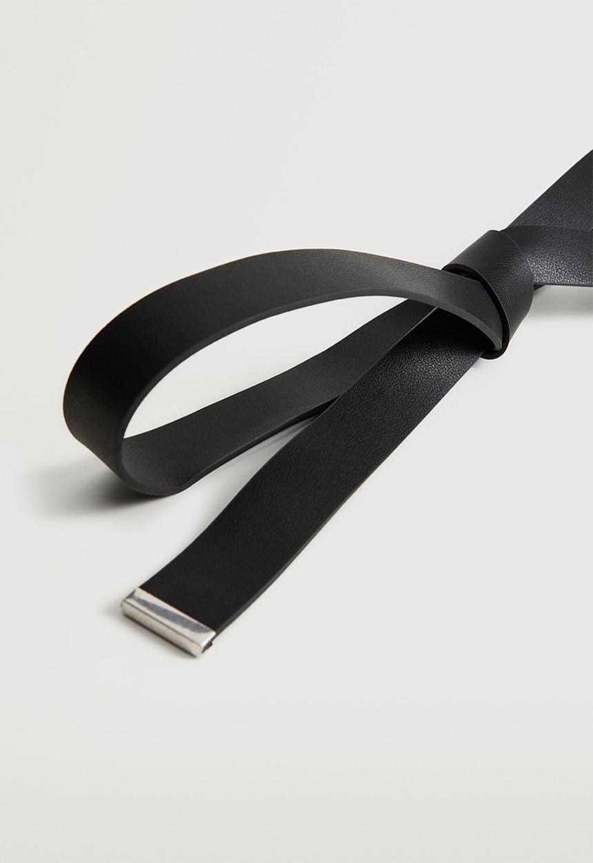 MANGO - Knot leather belt - black