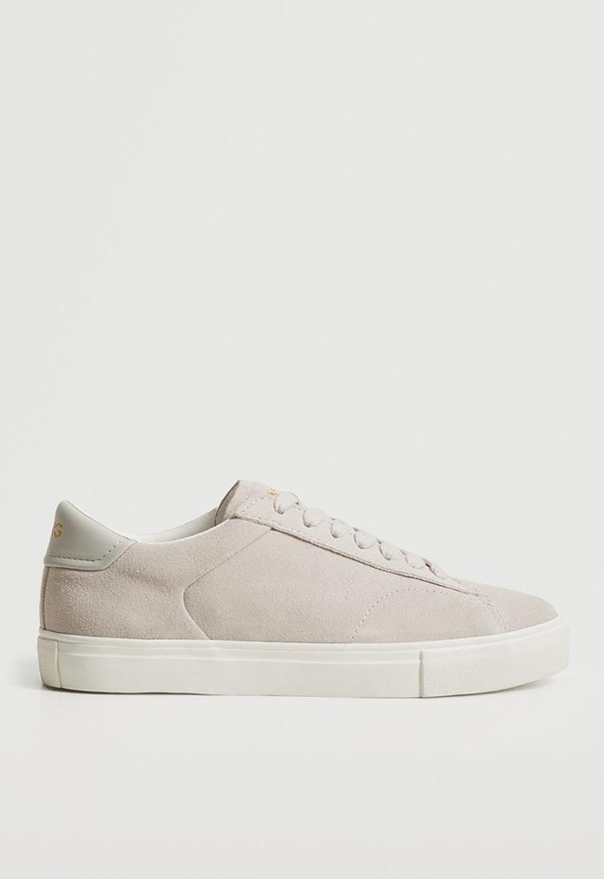 MANGO - Metro1 leather lace-up sneaker - light / pastel gray