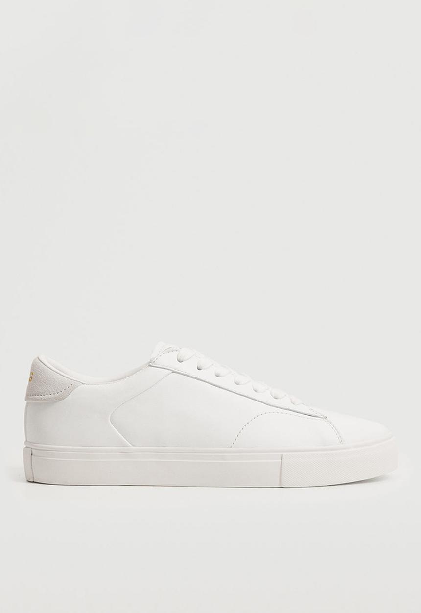 MANGO - Metro leather lace-up sneaker - white