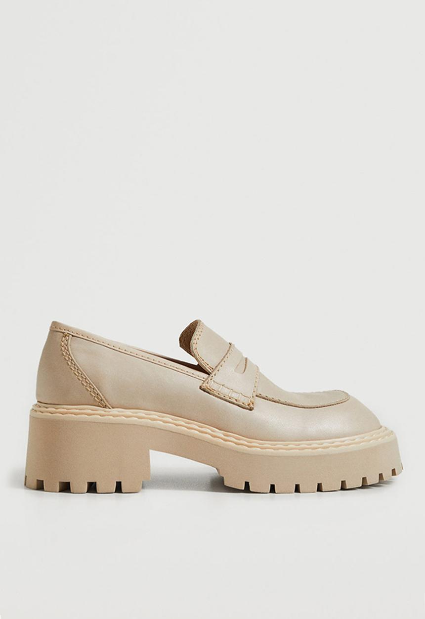 MANGO - Prieto leather track sole loafer - natural