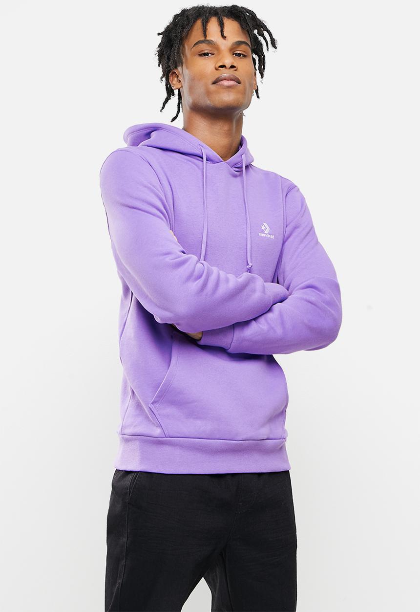 Converse - Embroidered star chevron fleece pullover hoodie - lilac