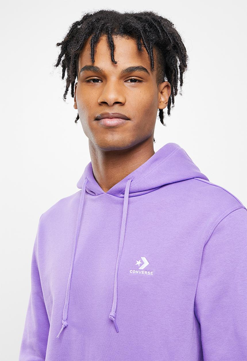 Converse - Embroidered star chevron fleece pullover hoodie - lilac