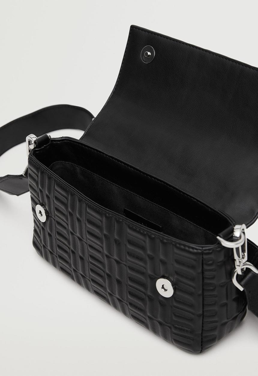 MANGO - Cross-body embossed bag - black