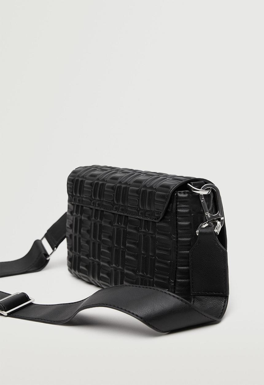 MANGO - Cross-body embossed bag - black