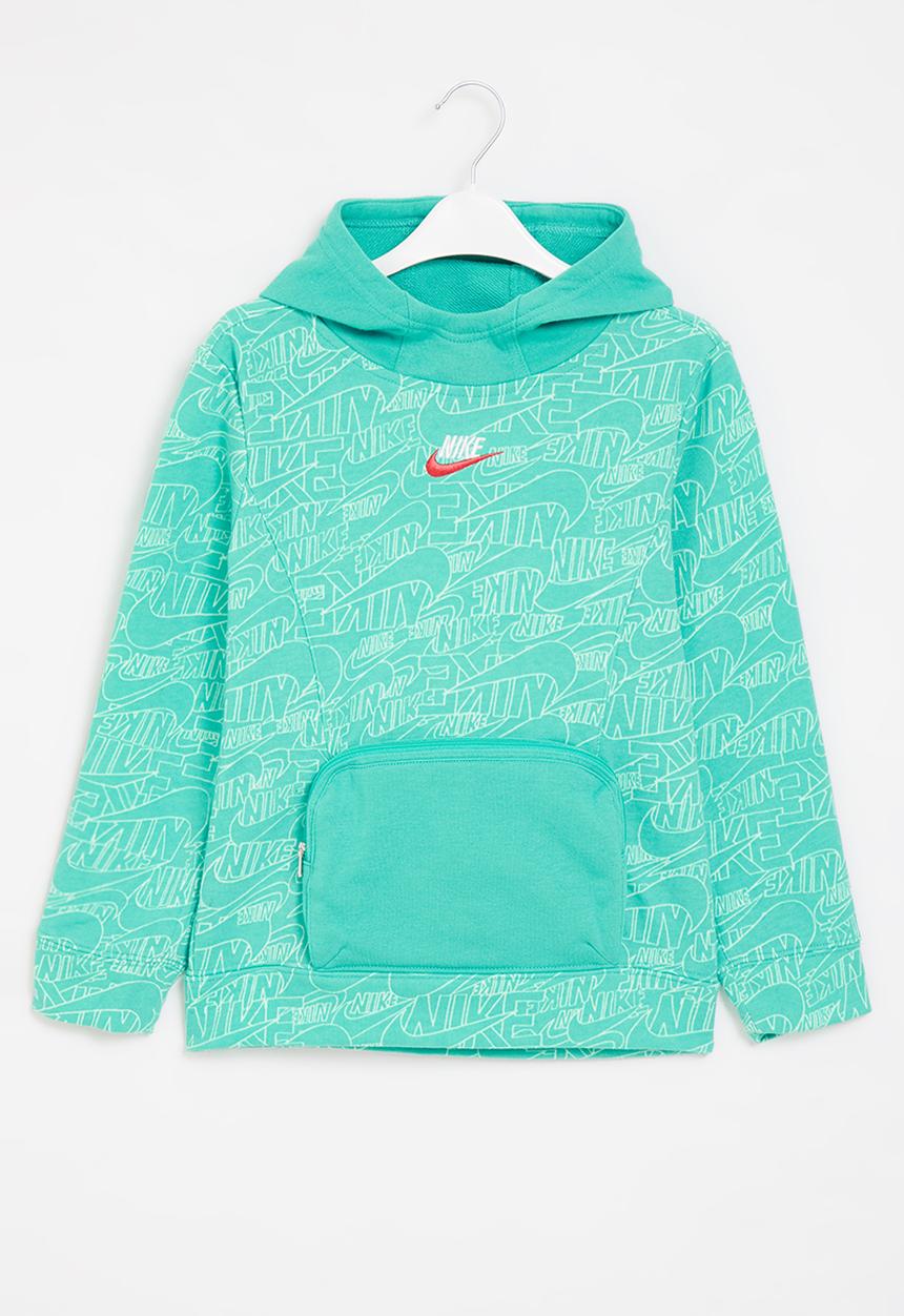 Nike - Nkb b nsw nike read aop hoodie - washed teal