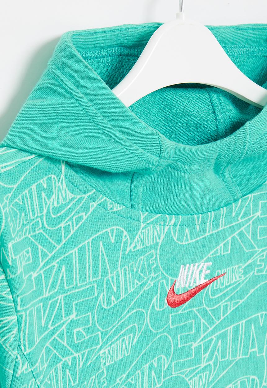 Nike - Nkb b nsw nike read aop hoodie - washed teal