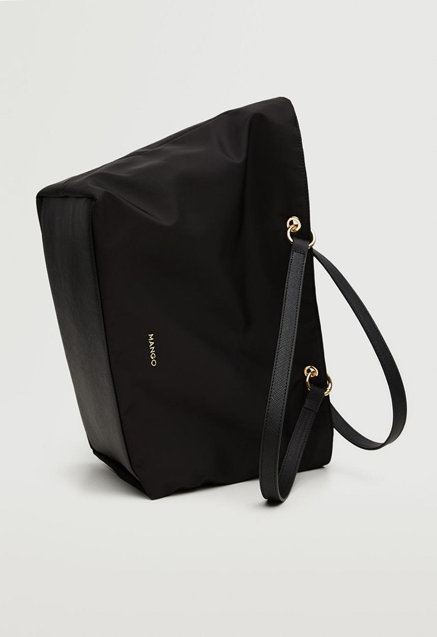 MANGO - Logo shopper bag - black