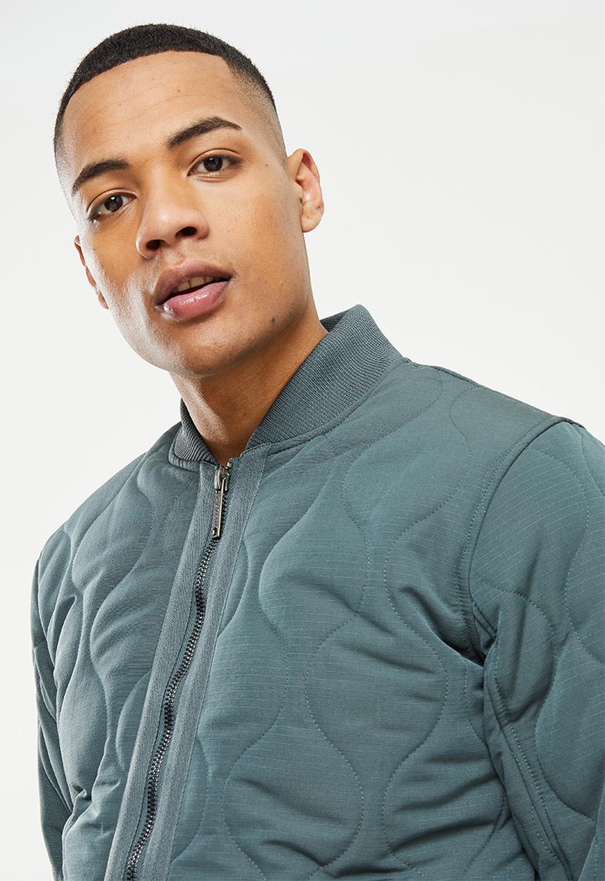 urban° - Urban nylon blend quilted  bomber  - eucalyptus