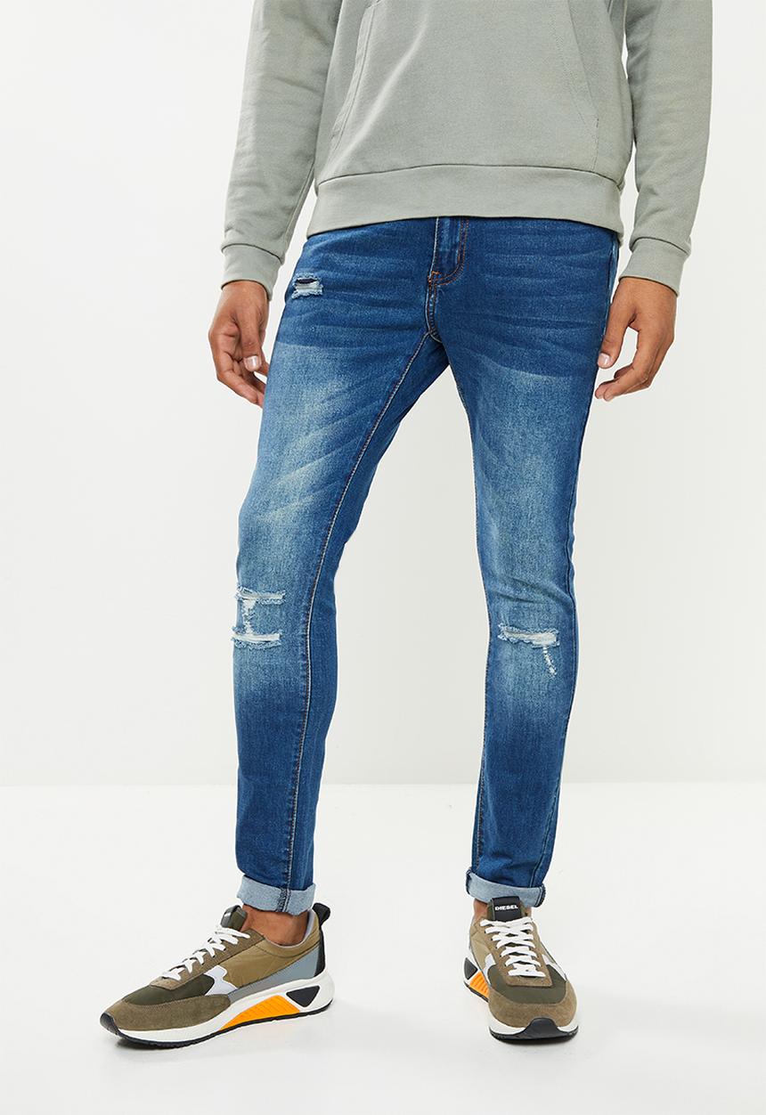 Valenta - Jordan triple rip & repair jeans - blue indigo