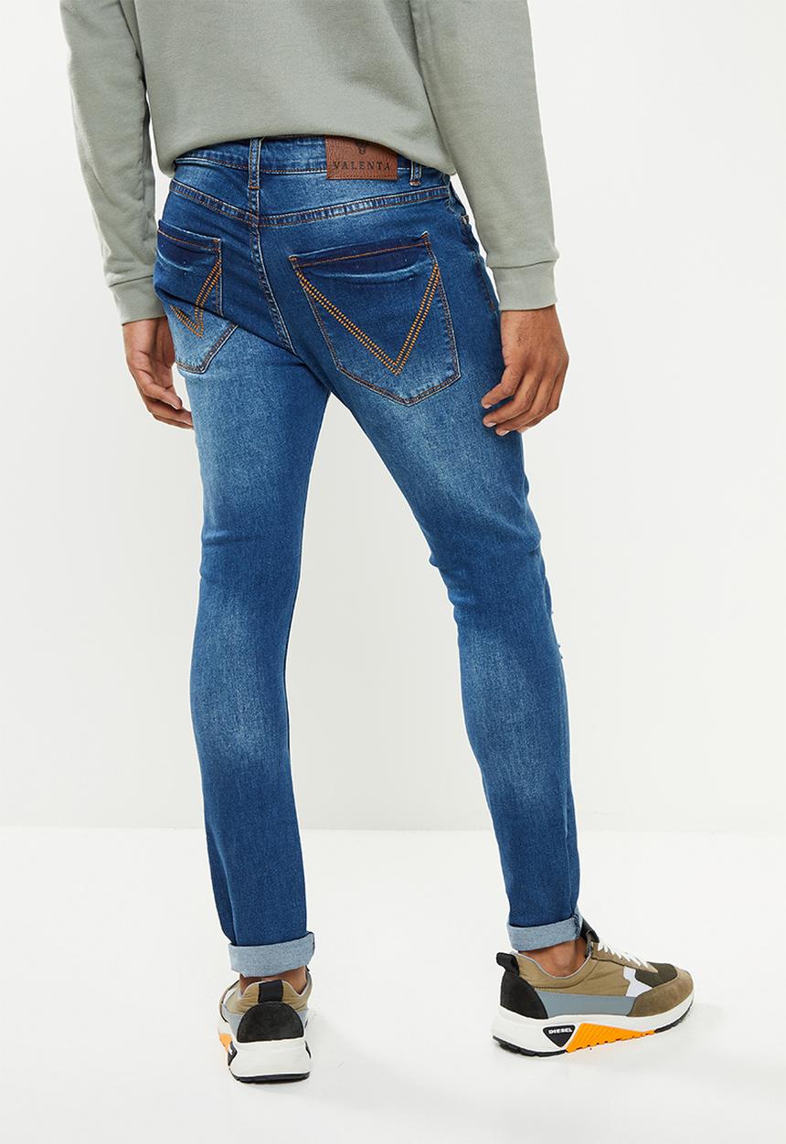 Valenta - Jordan triple rip & repair jeans - blue indigo