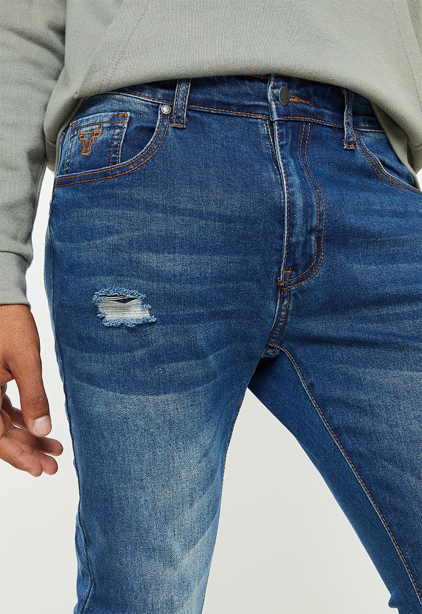 Valenta - Jordan triple rip & repair jeans - blue indigo