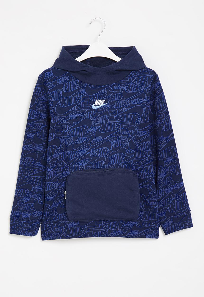 Nike - Nkb b nsw nike read aop hoodie - midnight navy