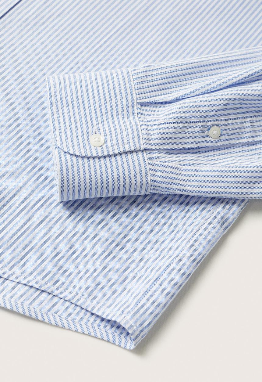 MANGO - Kodak Regular Fit Striped Cotton Shirt - Blue