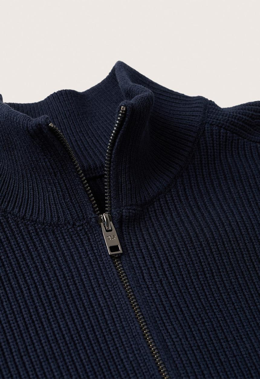 MANGO - Binger Zipped high collar Cardigan - Navy