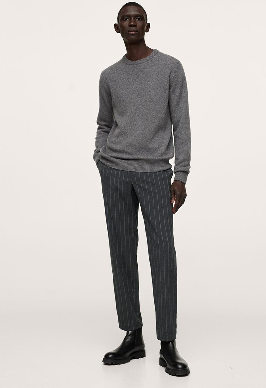 MANGO - Soller Elastic waist cotton Trousers- Black