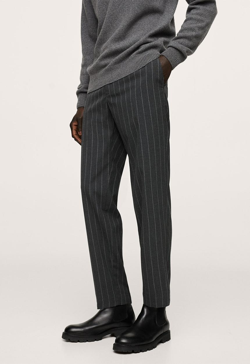 MANGO - Soller Elastic waist cotton Trousers- Black
