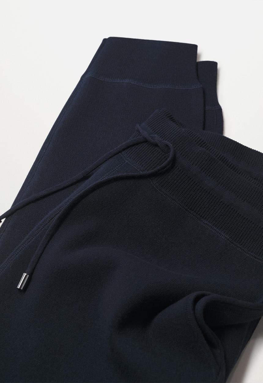MANGO - Weekend Textured knit joggers - Navy