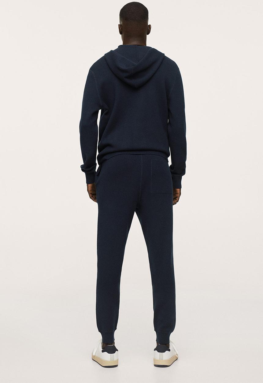 MANGO - Weekend Textured knit joggers - Navy
