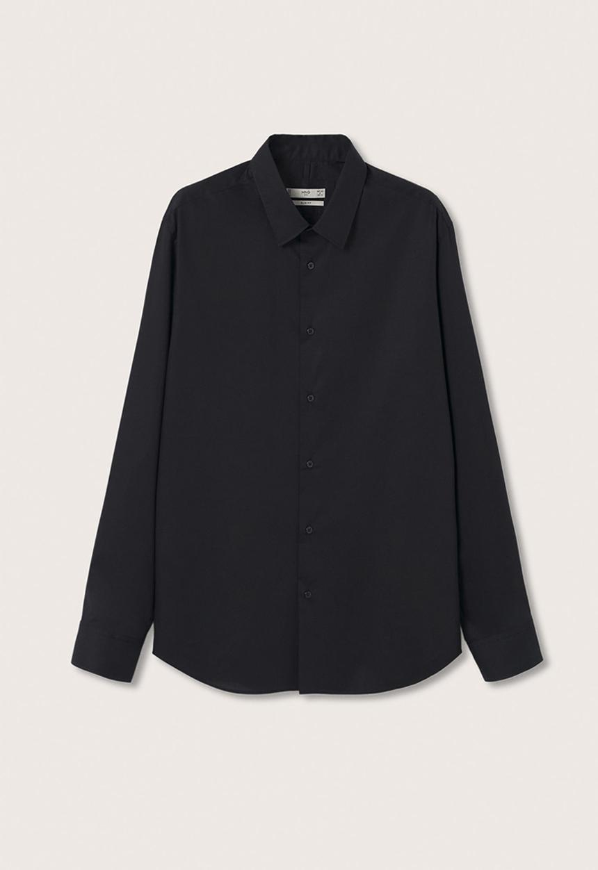 MANGO - Play Slim fit stretch cotton Shirt - Black