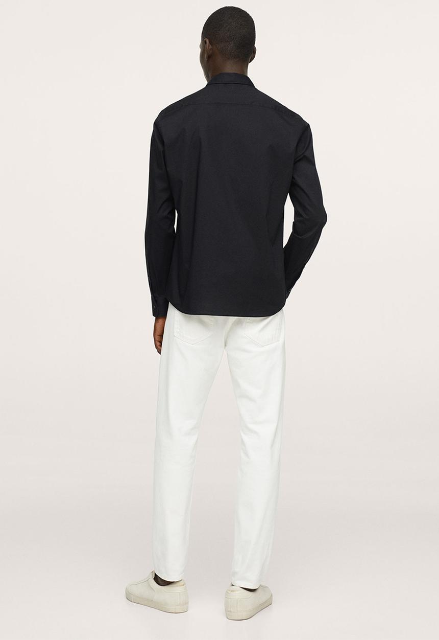 MANGO - Play Slim fit stretch cotton Shirt - Black
