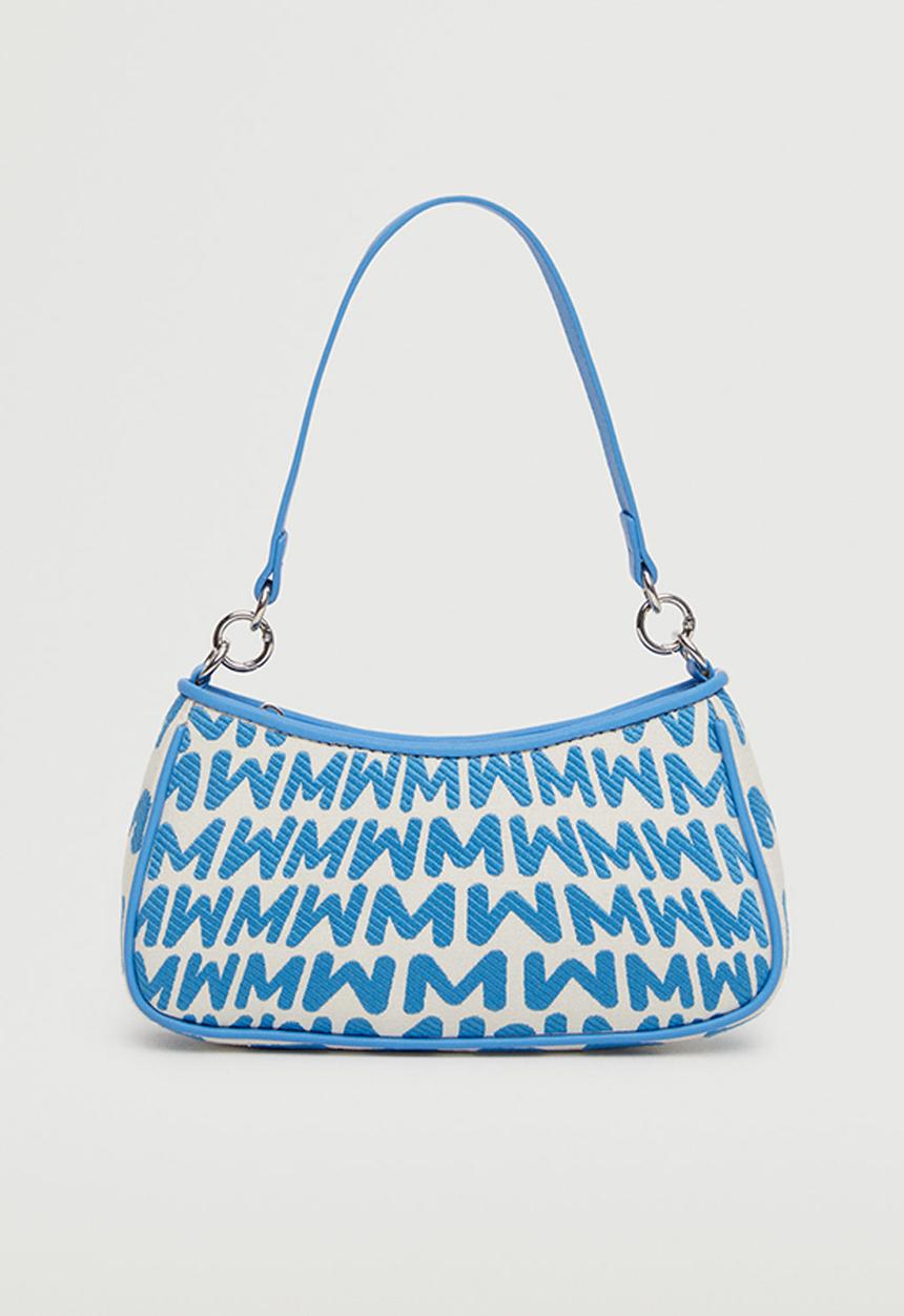 MANGO - Baguette bag with logo - blue