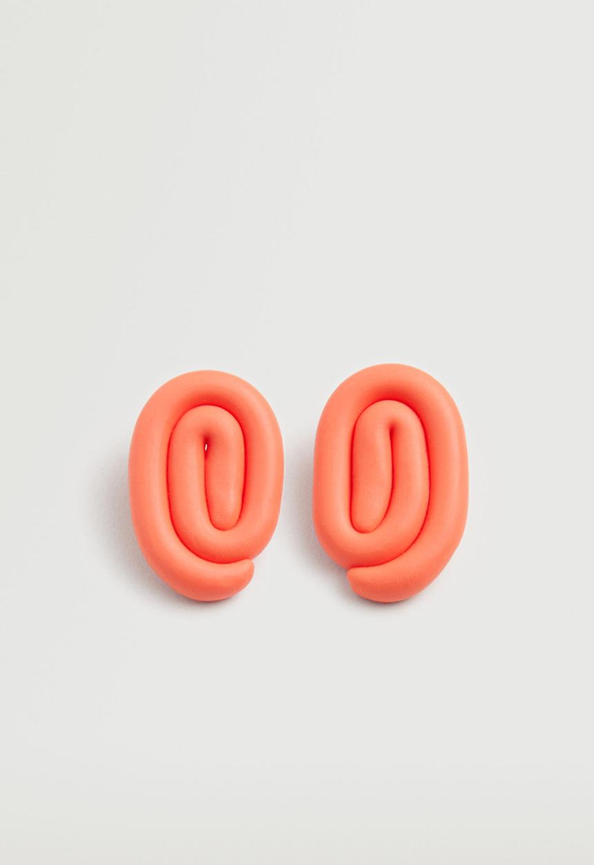 MANGO - Asymmetrical clay earrings - orange