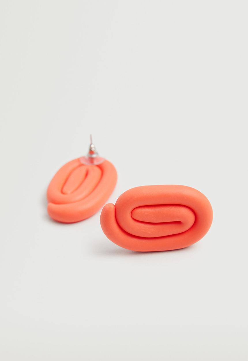 MANGO - Asymmetrical clay earrings - orange