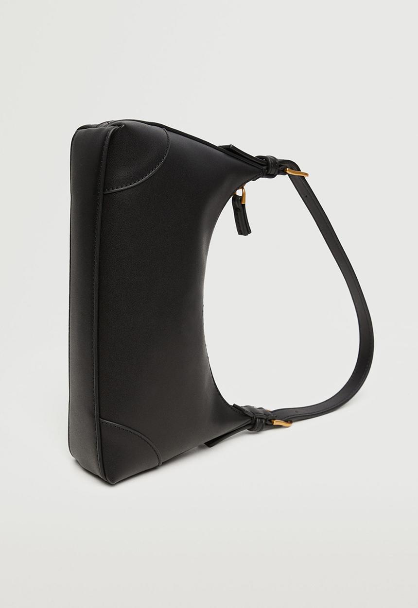 MANGO - Baguette bag buckle handle - black