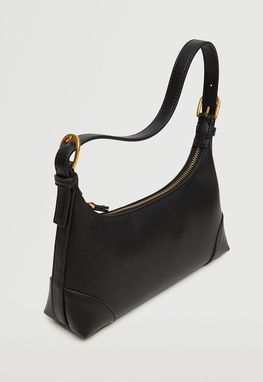 MANGO - Baguette bag buckle handle - black