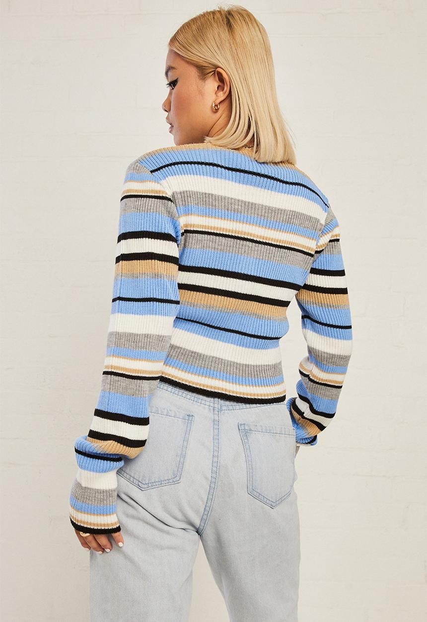 Daisy Street - 90s cardigan - blue grey stripe